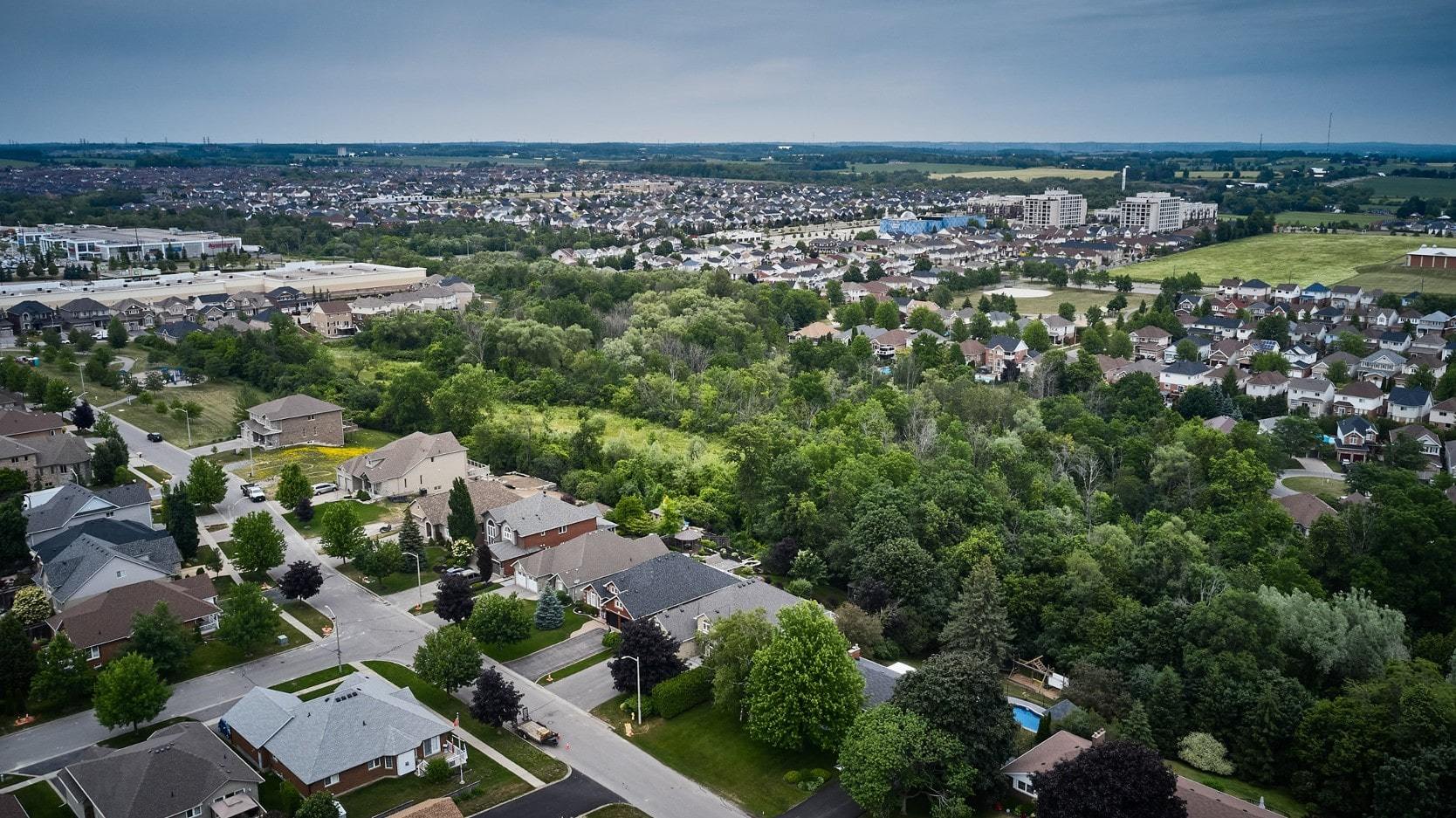 Aerial view of Oshawa, Ontario real estate
